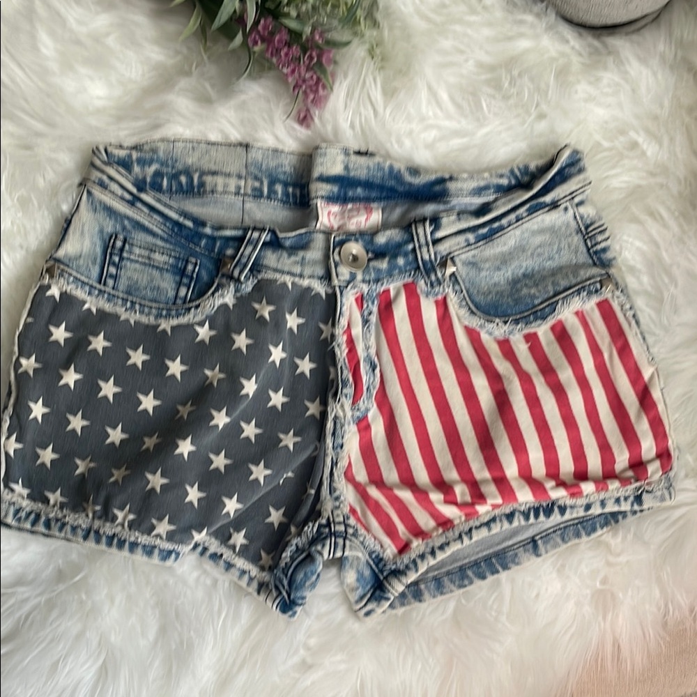 Vintage Denim American Flag Women Shorts